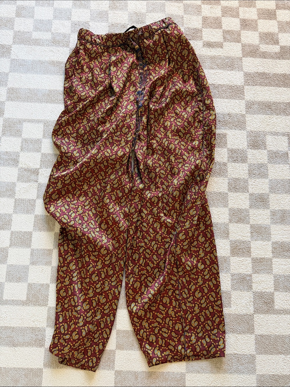 Zara Burgundy Paisley Print Relaxed Pants